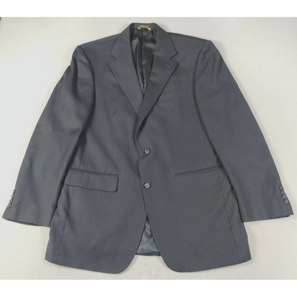 Bill Blass Suit Jacket Mens 42L Gray Pinstripe Wool Business Blazer